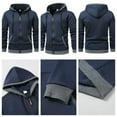 thumbnail image 5 of KHONTS,Men's Full Zip Drawstring Oversized Hoodies Fall Lined Hooded Sweatshirts Casual Loose Fit Fashion Pullovers with Pockets Navy XL, 5 of 5