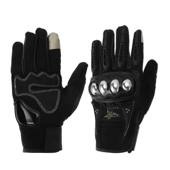 Unique Bargains 1 Pair Motorcycle Winter Warm Touchscreen Driving Gloves XXL Black Gray Polar Fleece
