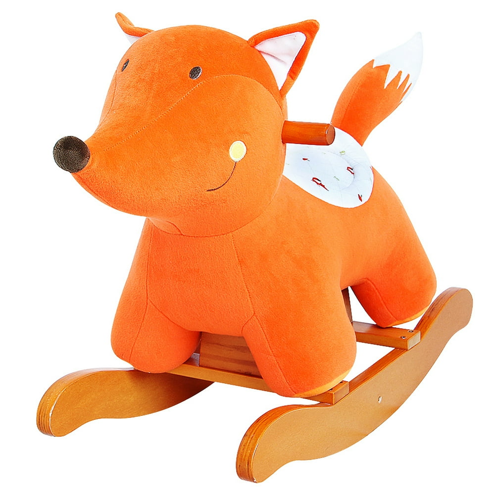 Labebe Child Rocking Horse Toy, Stuffed Animal Rocker Toy, Orange Fox