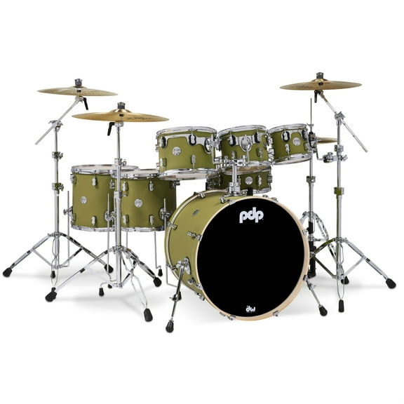 PDP Concept Series 7-Piece Maple Shell Pack, Satin Olive FinishPly