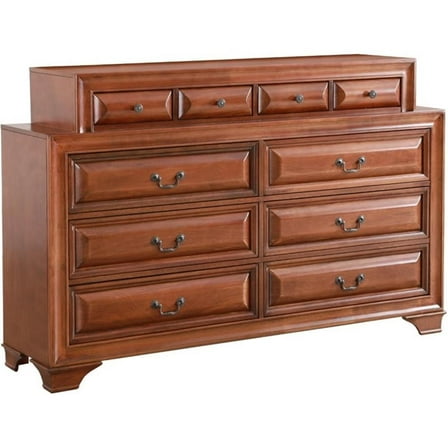 Bowery Hill Engineered Wood Transitional 10 Drawer Dresser in Oak