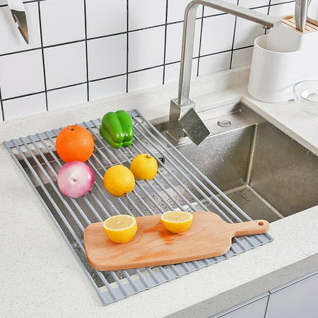 Tuscom Foldable Dish Drying Rack Roll Up Dish Drainer Rack Over