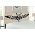 thumbnail image 2 of Fantasy Headboard, Dead Head Hawk Moth Luna and Stone Magic Skull Illustration, Upholstered Decorative Metal Bed Headboard with Memory Foam, Full Size, White Black and Cream, by Ambesonne, 2 of 4