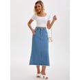 thumbnail image 3 of DARING DIVA Women's Denim Maxi A Line Raw Hem Jean Skirt X-Large Sky Blue, 3 of 7
