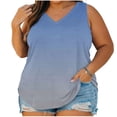 thumbnail image 1 of StSilkitty Plus Size Tank Tops for Womens Gradient Color Loose V Neck Blouses Summer Beach Lightweight Soft Shirts, 1 of 7