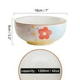 thumbnail image 2 of Qeeadeea Ceramic Bowl With Gold Rim, Soup Bowl Microwave Safe, Udon Noodle Bowl, Ramen Bowl Ceramic, Pho Bowls Large-pink and blue, flower-18x18x8cm, 1200ml, 2 of 7