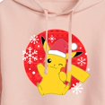 thumbnail image 3 of Pokémon - Pikachu Santa Hat Ugly Sweater - Juniors Cropped Pullover Hoodie, 3 of 5