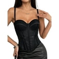 thumbnail image 2 of Corset Tops for Women Going Out Bustier Top Sleeveless Adjustable Straps Tops with Back Hooks Black S, 2 of 10