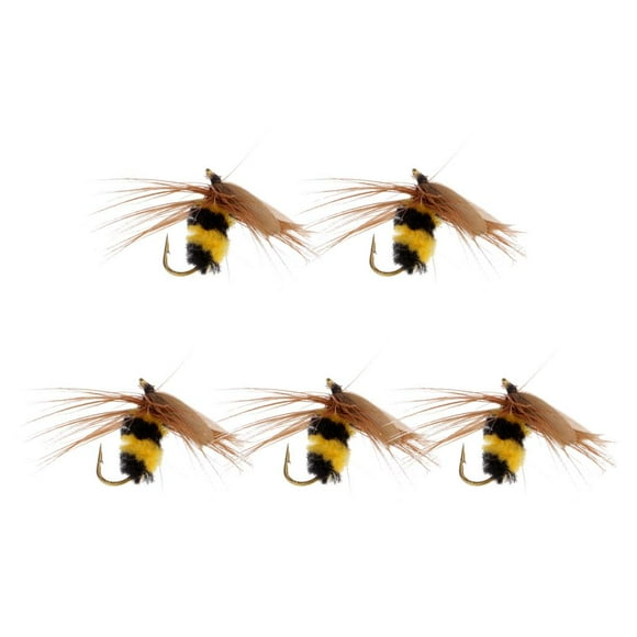5Pcs Yellow And Black Fly Trout Bass Perch Fly Fishing Flies
