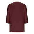 thumbnail image 4 of aohooy Womens Halloween Tops Loose 3/4 Sleeve Funny Graphic T-Shirts Casual V Neck Witch Pumpkin Ghost Tunic Tops Wine,XL, 4 of 5