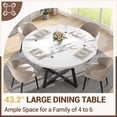 thumbnail image 2 of UHOMEPRO Round Kitchen Table for 4, Faux Marble Dining Table with Storage Shelf, Modern High Glossy Dining Room Table with Sturdy Cross-Shaped Base Support (Only Table), White, 2 of 8