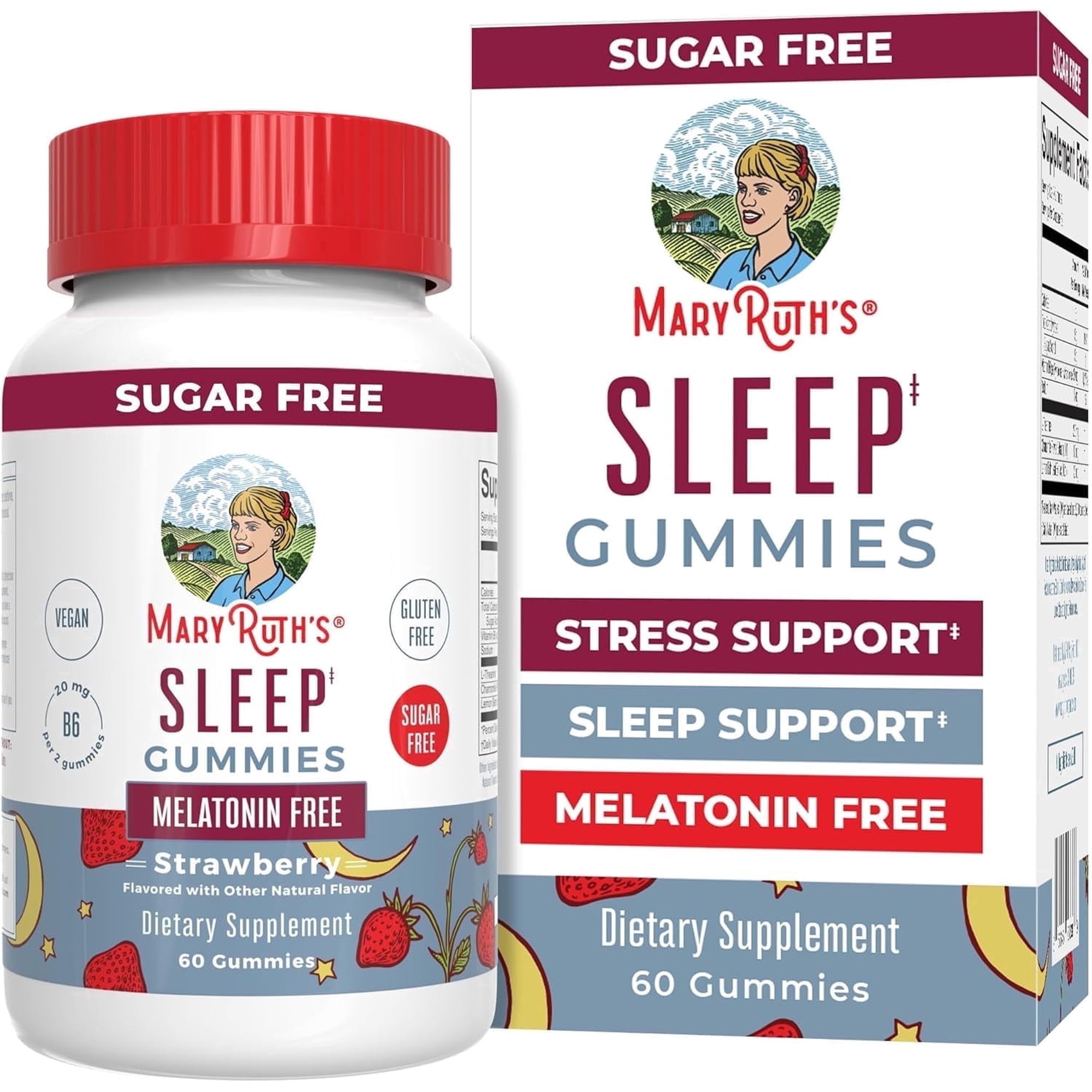 MaryRuth's Sleep Gummies Melatonin-Free, L-Theanine, Chamomile, Vitamin B6, Vegan, Gluten-Free, Dairy-Free, 60 Count