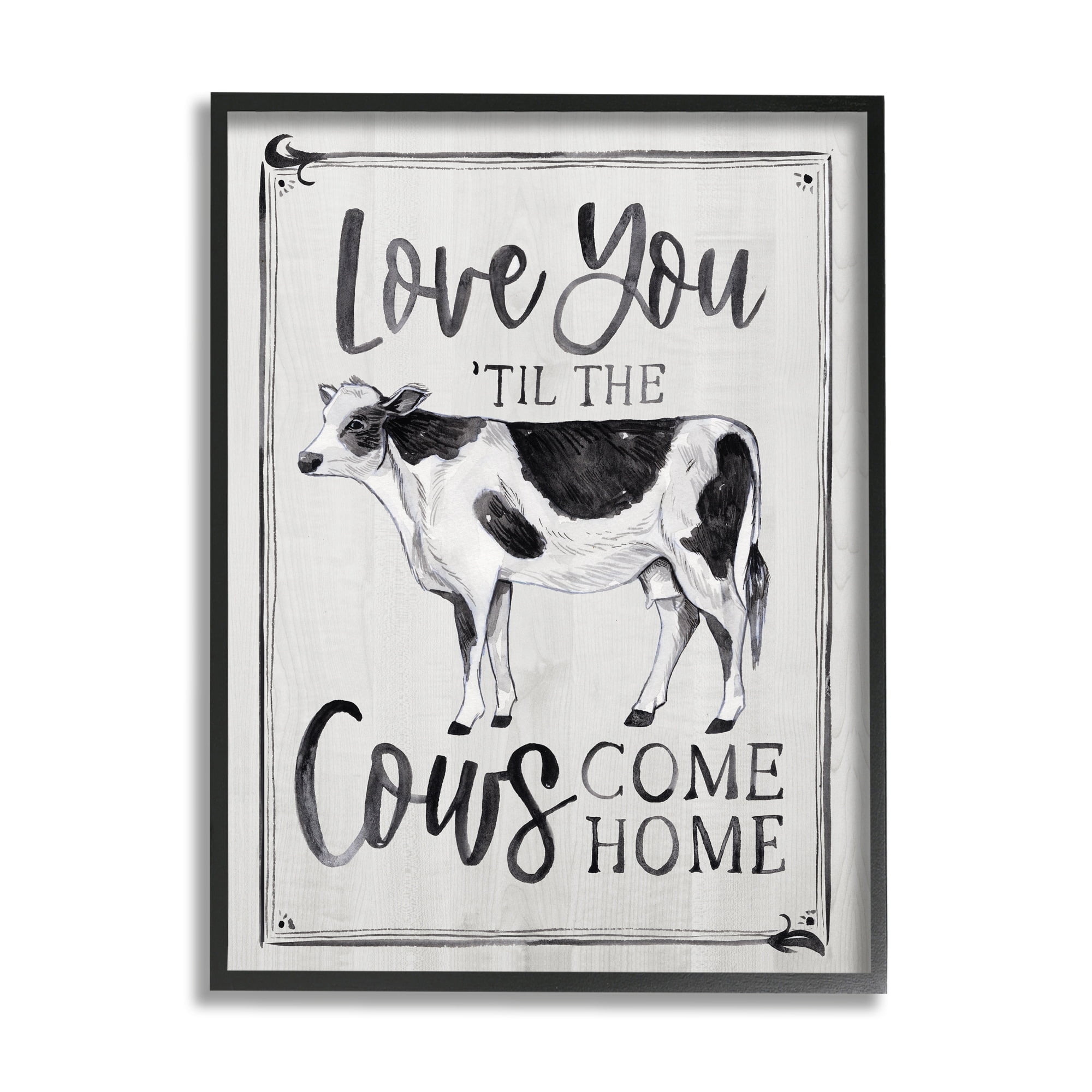 Stupell Industries Love You 'til Cows Come Home Phrase Vintage, 16 x 20,Design by Arrolynn Weiderhold