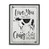 Stupell Industries Love You 'til Cows Come Home Phrase Vintage Graphic Art Black Framed Art Print Wall Art, 24x30, by Arrolynn Weiderhold
