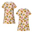 thumbnail image 5 of Salouo Hamburger Pizza Print Short Sleeve Sleepshirt for Womens Comfy Nightgown Scoopneck Cute Nightdress Ruffle -XX-Large, 5 of 7