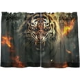 thumbnail image 2 of Flame Fierce Tiger Half Window Tier Curtains 24 Inch Blackout Thermal Insulating Kitchen Linen Tier Curtains for Kitchen, Bathroom, Cafe Home Decor, 2 of 7