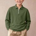 thumbnail image 2 of Falkdiz Girls Long Sleeve Shirts Back to School Comfy Pullover Winter 1/4 Zipper Casual Solid Color Collar Tops for Girls Travel , Army Green , Size: 3-4Years, 2 of 9