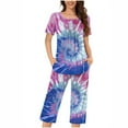 thumbnail image 2 of Qiopertar Liquidation à Moins de 5$ Ensemble de Pyjama à Manches Courtes et Col Rond pour Femmes avec Poches Économisez jusqu'à 90 %, 2 of 5