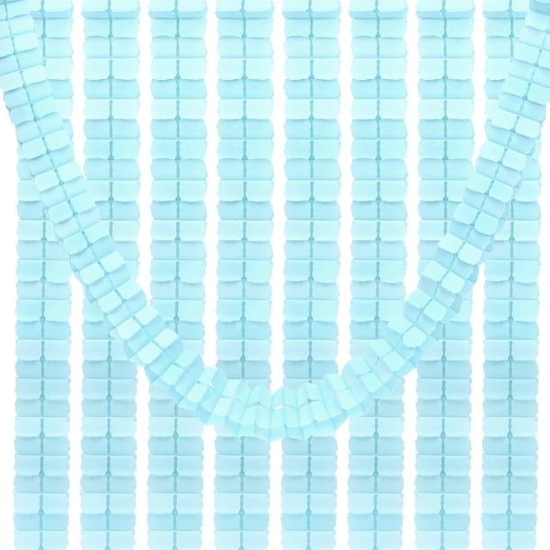Uxcell Guirnalda de Cuatro Hojas de 9.8 pies, Paquete de 9 Guirnaldas de Flores de Papel de Seda Colgantes Reutilizables, Azul Claro