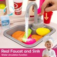 thumbnail image 6 of Costway Kids Kitchen Playset with Sounds Lights Steam Play Sink 113 PCS Accessories Pink, 6 of 9