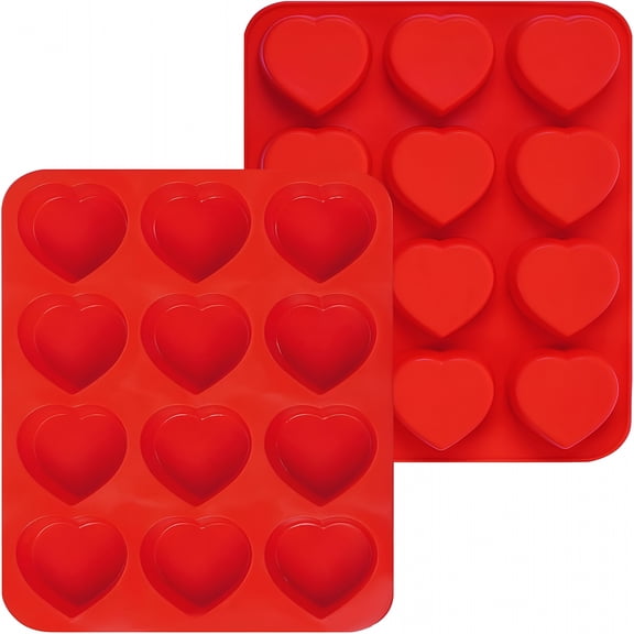 ACDANC 2 Pack Silicone Heart Muffin Pan Nonstick Silicone Molds for Making Muffin Cakes Baking Brownies and Cupcake Pan