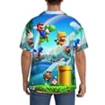 thumbnail image 3 of Lsque Mario print Men's Cuban Collar Short Sleeve Shirt Summer Beachwear Casual Button Down Fashionable Vacation Leisure Shirt-XX-Large, 3 of 7