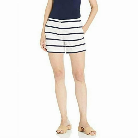 Nautica Women's Comfort Tailored Stretch Cotton Solid and Novelty Short, Navy/White