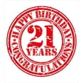 thumbnail image 3 of 21st Birthday Duvet Cover Set, Logo Vintage Style Happy Birthday Congratulations Party Image Print, Decorative 3 Piece Bedding Set with 2 Pillow Shams, Queen Size, White Red, by Ambesonne, 3 of 3