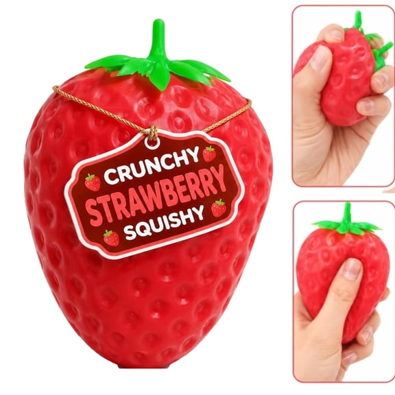 Strawberry Crunchy Squishy Stress Ball Toy Crunchy Strawberry Squishy Sensory Fidget with Satisfying Crunch Ideal Desk Companion for Calming Nerves Focus and Enjoyable Play Time