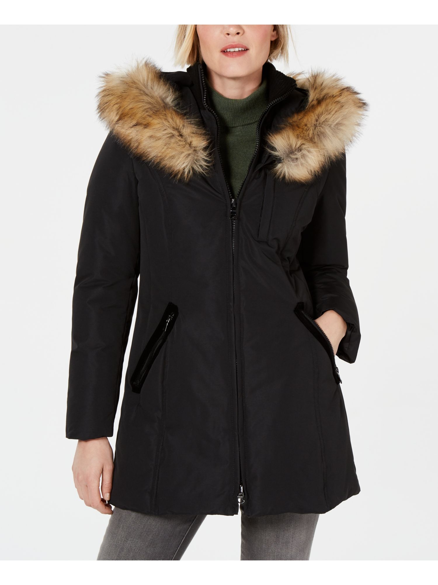 Black Coats with Fur Hood