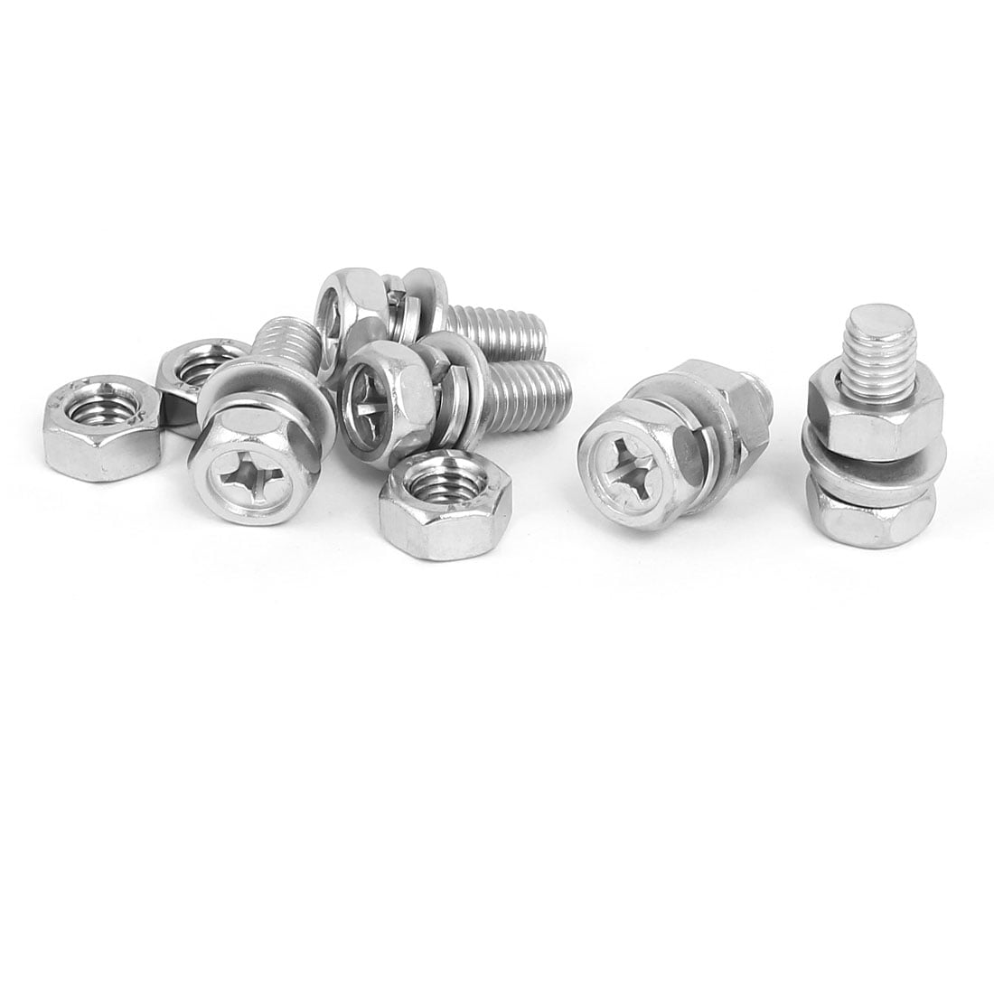 M6 High Tensile Bolts 8.8 Full Thread Screws Nylocs and Washers Pack 6,12 or 24 