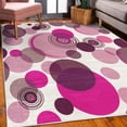 thumbnail image 3 of Earth Tones Decorative Rug, Abstract Pastel Pattern with Overlapping Chaotic Spots and Ring Shapes, Quality Carpet for Bedroom Dorm and Living Room, 6 Sizes, Fuchsia, by Ambesonne, 3 of 4