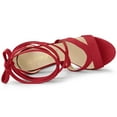 thumbnail image 4 of BLISSFUL STEP Sandales à Talons Hauts Épais à Plateforme à Lacets pour Femmes Rouge (Taille 10,5), 4 of 6