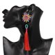 thumbnail image 2 of Pendientes de borlas de estilo nacional con brillantes diamantes de imitación, dije bohemio rojo, 2 of 2
