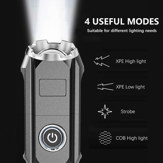 Linterna LED potente XPG + COB batería integrada de 1200mAh para