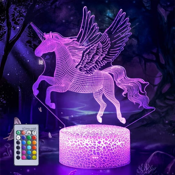 YSITIAN 3D Unicorn Night Light-Unicorn Night Lights with Timer Remote- ,Crack 7 Colors-Touchable 7 Colors-with Touch&Remote Control-Unicorn Gifts for Kids YT05-149