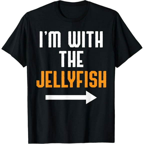I'm With The Jellyfish Shirt Costume Funny Halloween Couple T-ShirtMen and women, White Black T-shirt, size: Extra large S-1111XL