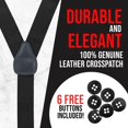 thumbnail image 4 of Hold'Em Men Y-Back Genuine Leather Trimmed Button End Tuxedo Suspenders Many Colors and Designs - Black (Regular 46" long), 4 of 7