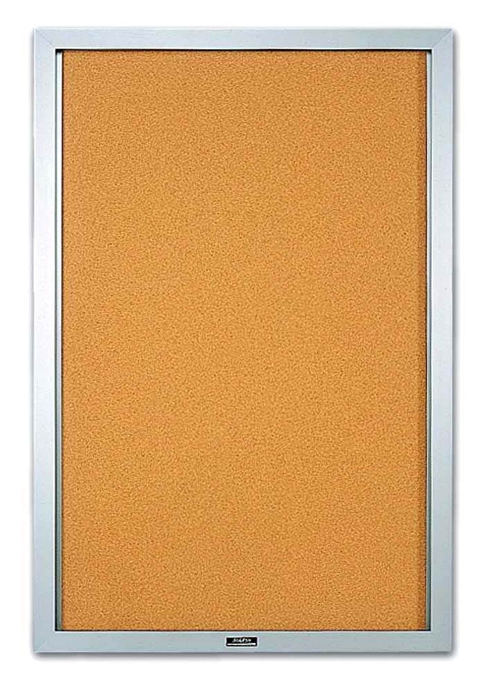 Glass Enclosed Deluxe Natural Cork Bulletin Board (36 in. x 60 in
