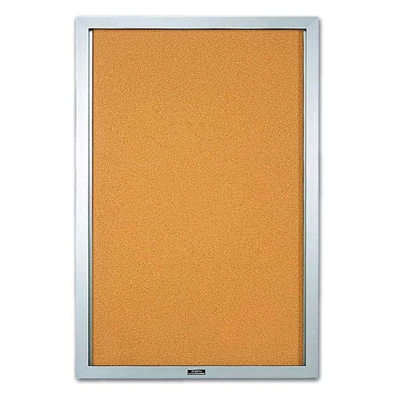 Glass Enclosed Deluxe Natural Cork Bulletin Board (36 in. x 30 in.)