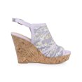 thumbnail image 3 of BLISSFUL STEP Chaussures pour Femmes Sandales Compensées à Bout Ouvert à Plateforme avec Lacets Violet Jaune 5,5, 3 of 7