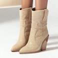 thumbnail image 4 of Fashion Womens Leather Non-Slip Wedges Shoes Pointed Toe Cowboy Ankle Booties, 4 of 6