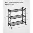 thumbnail image 3 of - Metal Storage Rack with Wheels Mesh Shelving Unit with X Side Frames .- Width for Entryway Kitchen Living Room Bathroom Industrial Style UBSCB, 3 of 7
