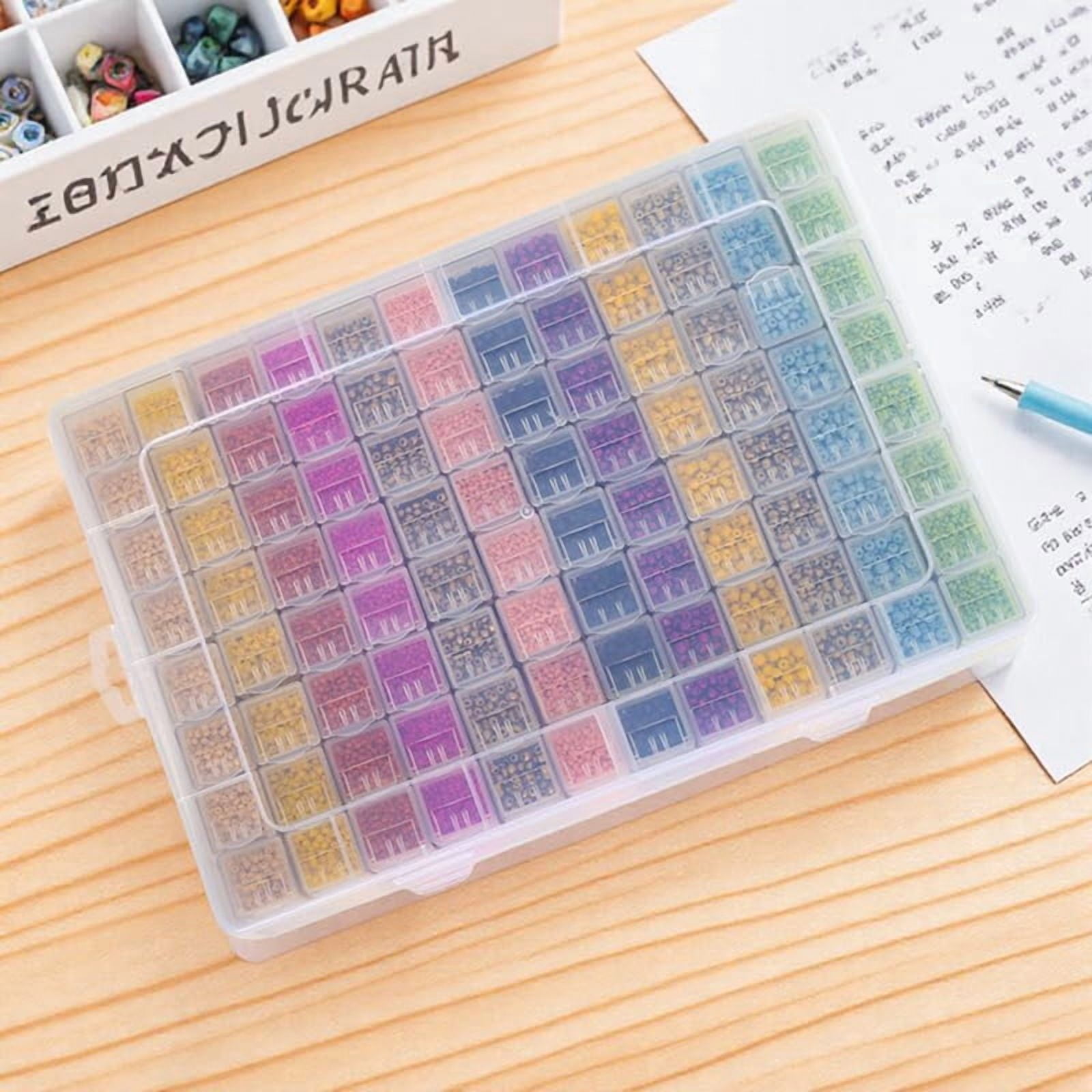 Transparent Large Capacity Storage Containers,96 Grid Craft Organizers and Storage, Suitable for Nail Art,Necklaces,Bead