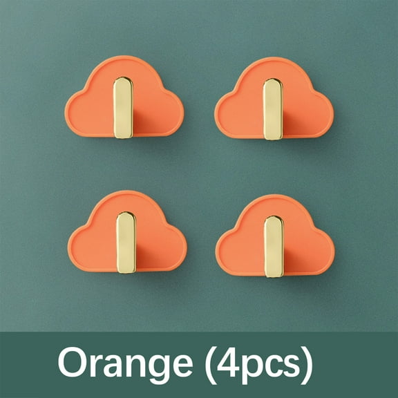 Needhep Door Hanger Hooks For Hanging Wall Mounted Self-Adhesive Hanger For Shower Multiple Uses Kitchen Hook,Banana Rack Closet Hook Wall Mount For Kitchen, For Coat Robe Hat Clothe (Orange)