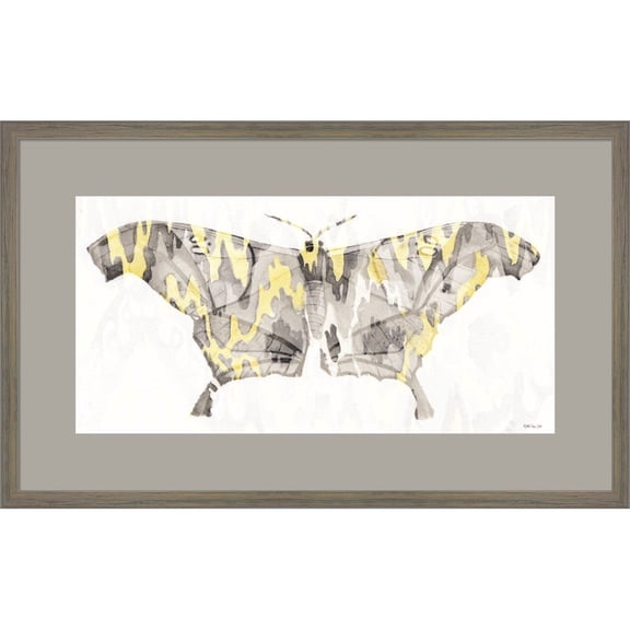 Great Art Now Yellow-Gray Patterned Moth 2 by Stellar Design Studio, Framed Wall Art, 26W x 16H