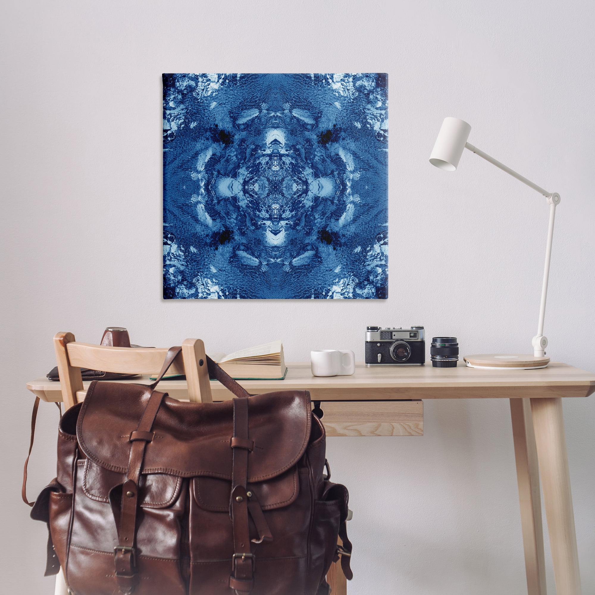 Stupell Industries Blue & White Mosaic Abstract Painting Wrapped Canvas Art Print Wall Art, 36 x 36