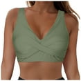 thumbnail image 1 of Huesdet Women's Triangle Bikini Top Push up Padded Halter String Bathing Suits Top Push Up Bikini Top(AG,L), 1 of 9