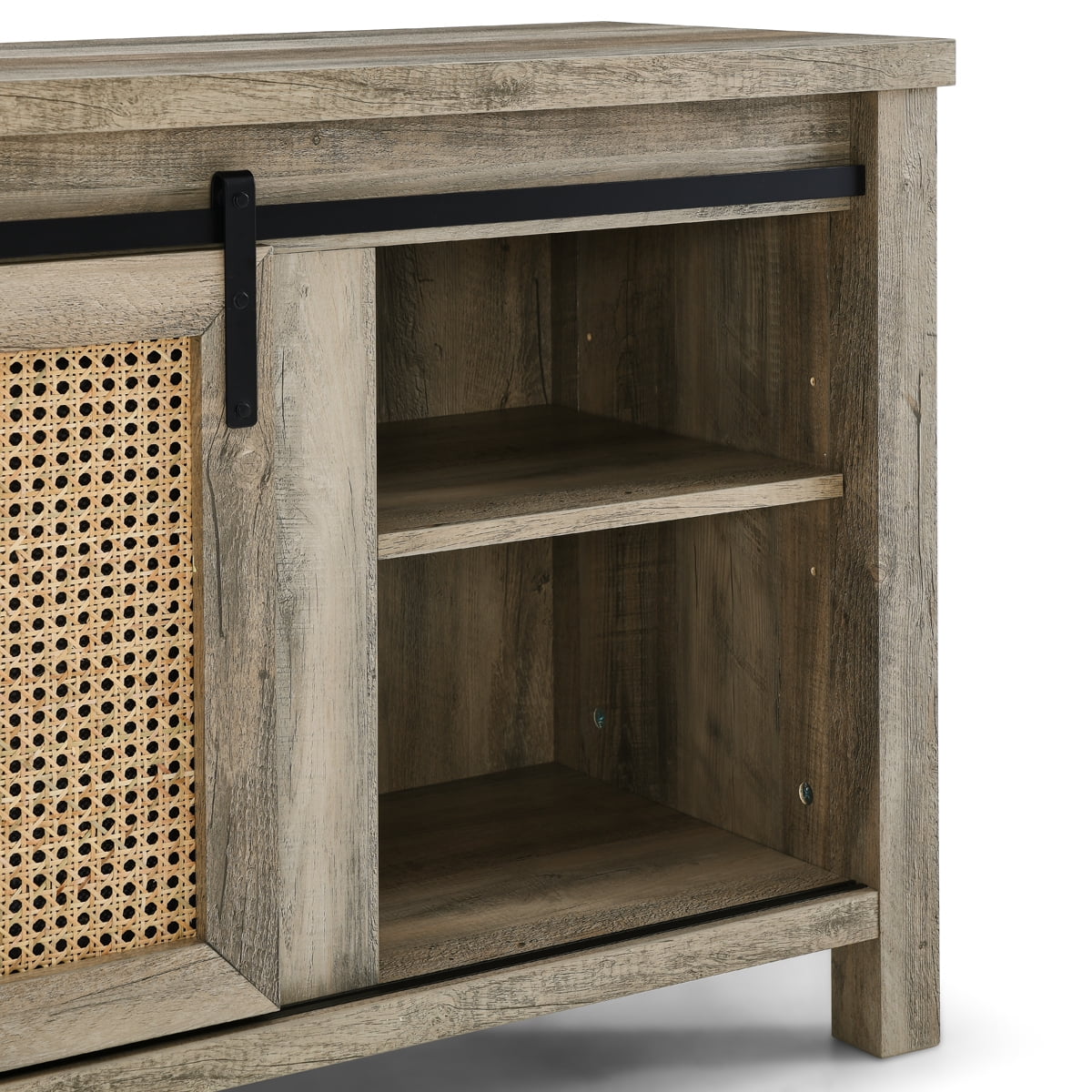 Private Jungle 65"TV Stand with Electric Fireplace,Cabinet Door with Steel Net and Pulley,4 Storage Shelves,Gray Private Jungle 65"TV Stand with Electric Fireplace,Cabinet Door with Steel Net and Pulley,4 Storage Shelves,Gray