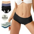 thumbnail image 2 of Period Underwear for Women, Audhol Women's Solid Color Physiological Underwear Breathable Mesh Underwear 3Pc Underwear Women Pack Blue3 6XL, 2 of 3